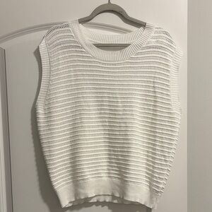 White Knit Sleeveless Sweater